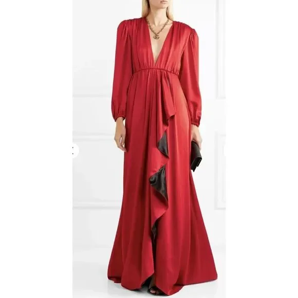 Gucci hammered matt enver satin maxi dress flame black IT42 - Picture 4 of 14